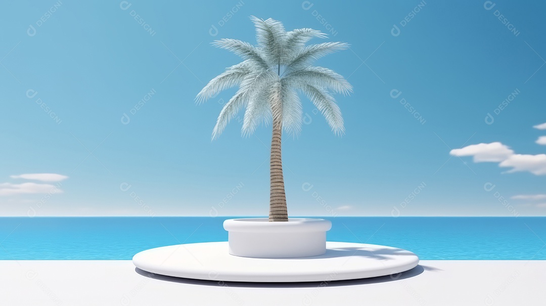 Maquete do palco do pódio para exibição do produto decorado Verão, a estação mais quente Generative AI.