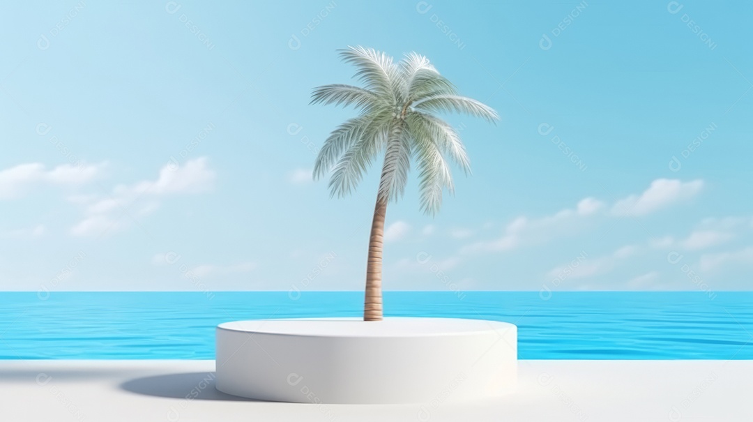 Maquete do palco do pódio para exibição do produto decorado Verão, a estação mais quente Generative AI.