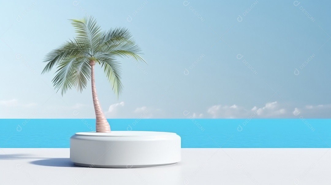 Maquete do palco do pódio para exibição do produto decorado Verão, a estação mais quente Generative AI.