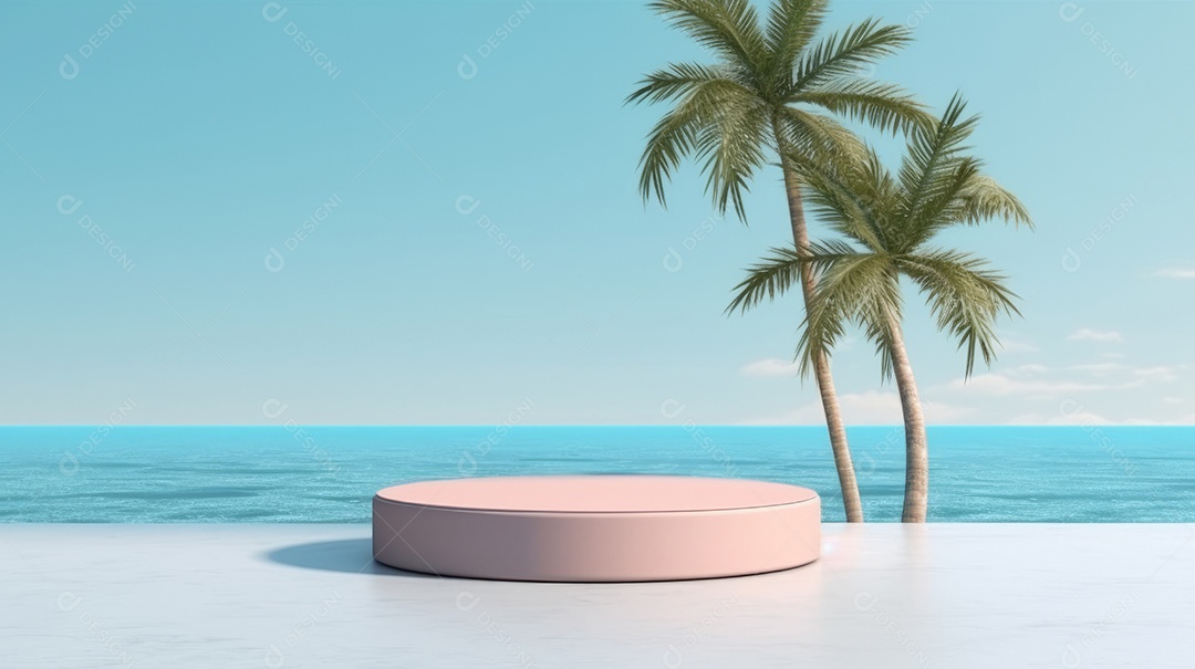 Maquete do palco do pódio para exibição do produto decorado Verão, a estação mais quente Generative AI.