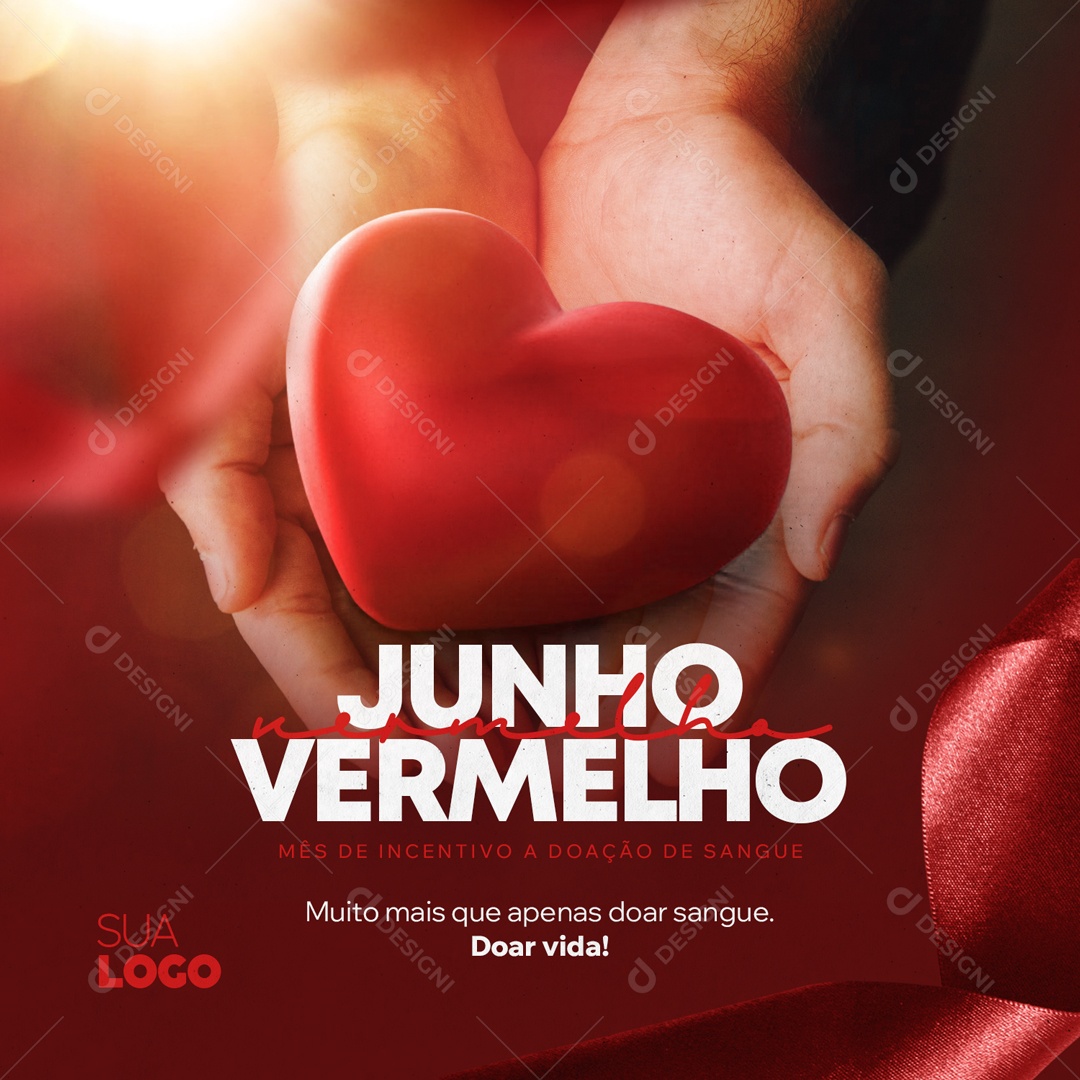 Junho Vermelho Doação De Sangue Social Media PSD Editável