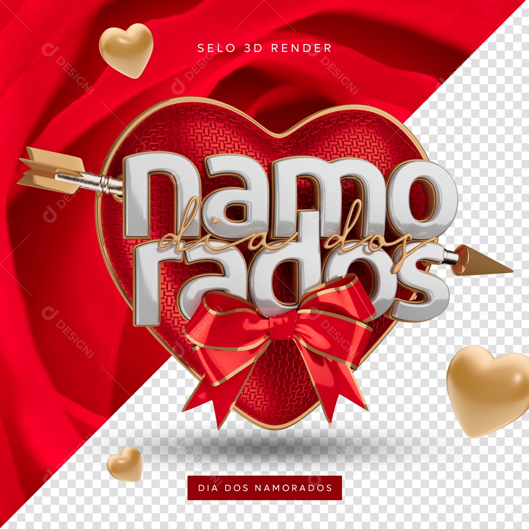 Dia Dos Namorados Coração Flexa Selo 3D Para Composição PSD