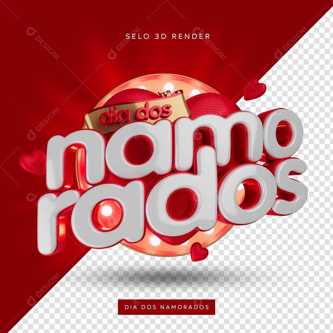 Selo 3D Dia Dos Namorados Para Composição PSD