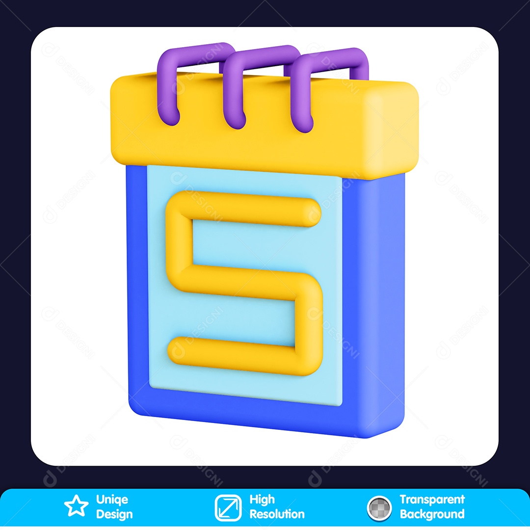 Calendário Do Dia 5 Elemento 3D Para Composição PSD