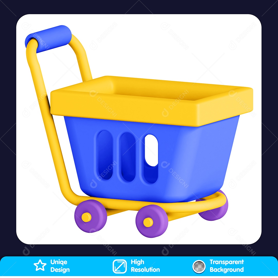 Carinho De Supermercado  Elemento 3D Para Composição PSD