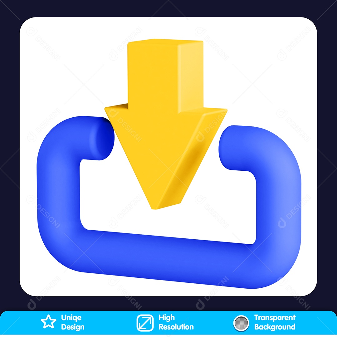 Sinal De Download Elemento 3D Para Composição PSD