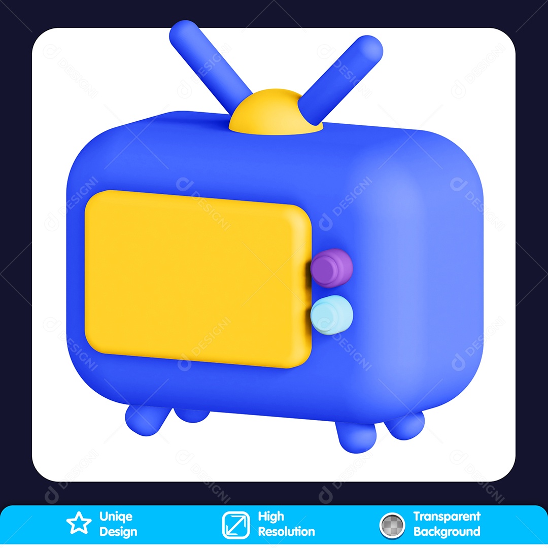 Televisão Elemento 3D Para Composição PSD