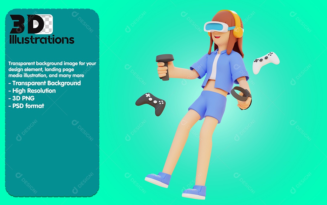 Personagem Mulher Gemer Elementos 3D Para Composição PSD