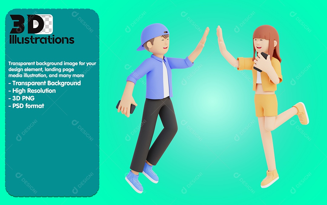 Personagens Amigos Elementos 3D Para Composição PSD