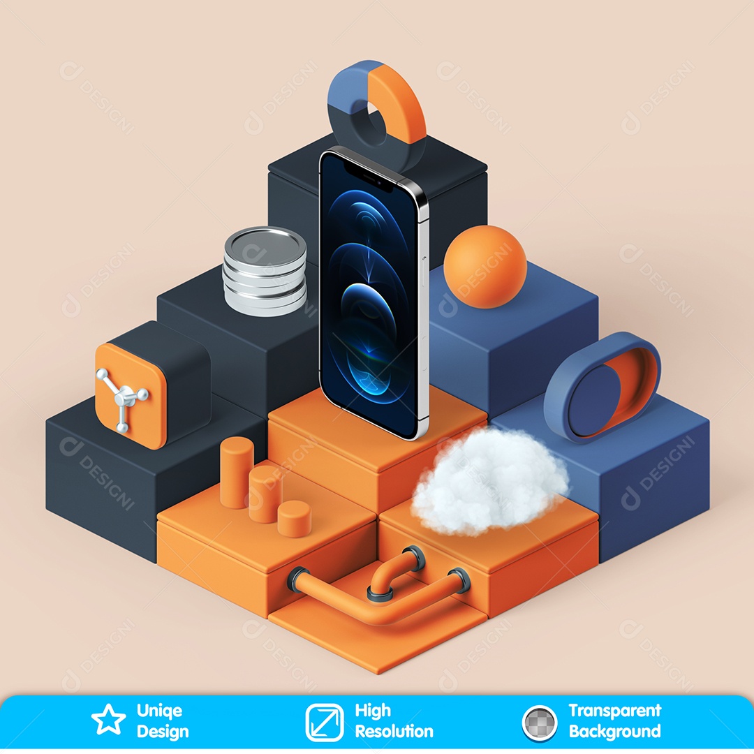 Elementos 3D Assistência Técnica Para Composição PSD