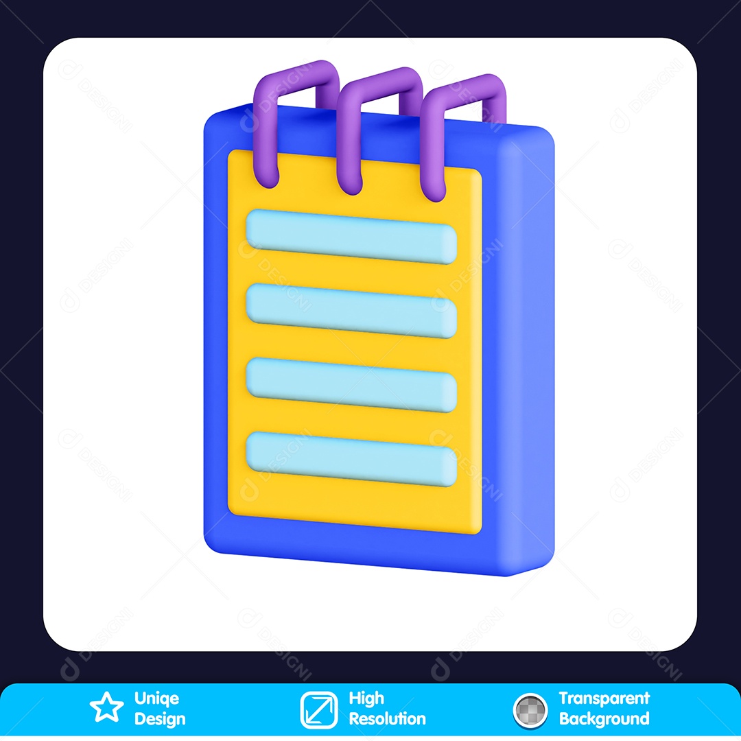 Agenda Elemento 3D Para Composição PSD