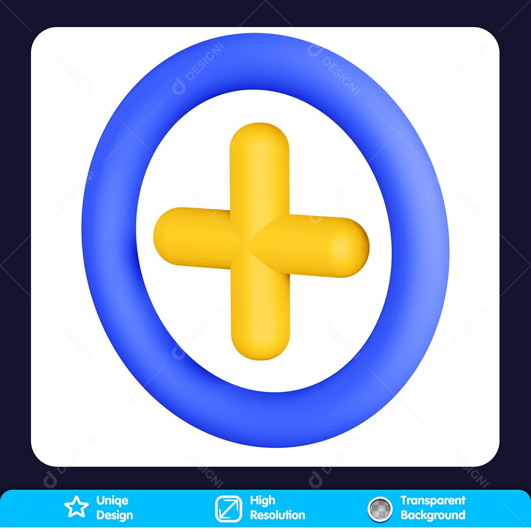 Ícone 3D Circulo Azul Sinal De Mais Para Composição PSD