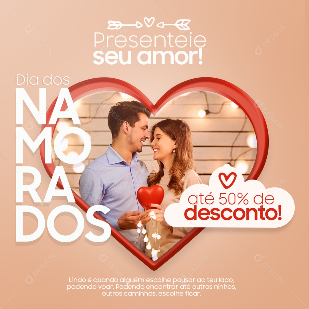 Presentei Seu Amor Feliz Dia Dos Namorados Social Media PSD Editável