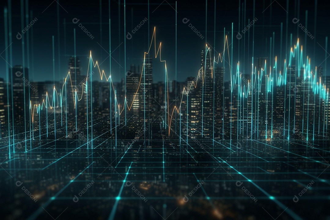 Gráfico do mercado de ações e gráfico de negociação forex para relatórios e investimentos de negócios e finanças gerado por IA