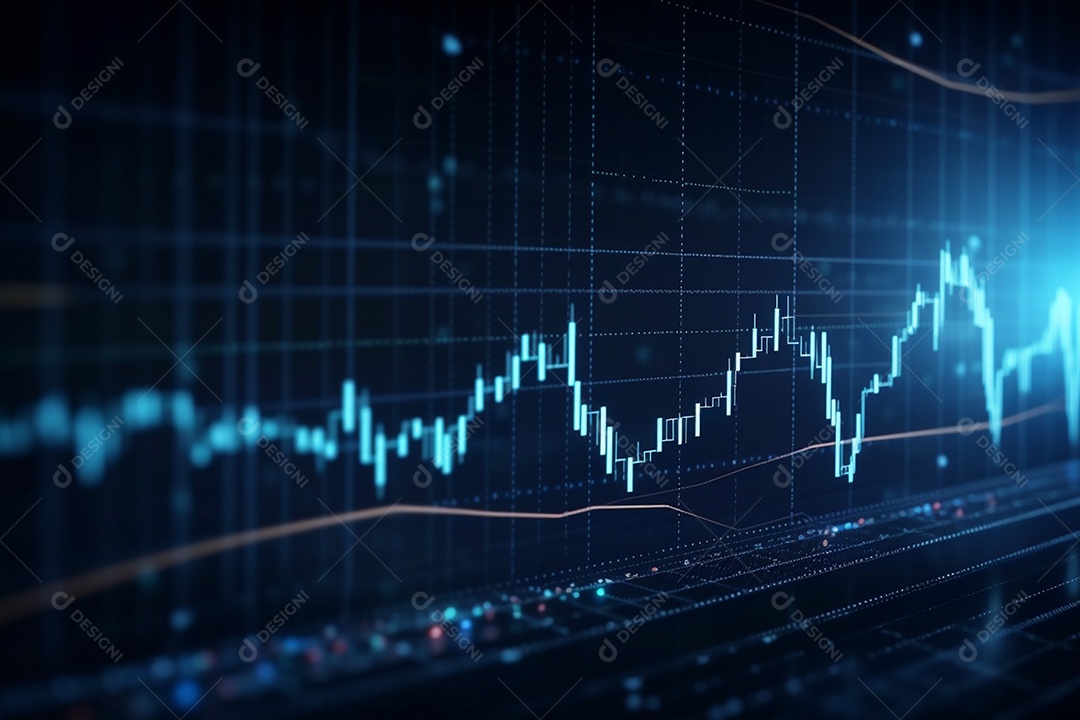 Gráfico do mercado de ações e gráfico de negociação forex para relatórios e investimentos de negócios e finanças gerado por IA