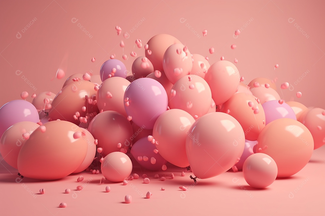 Conceito criativo de balões de gás hélio coloridos em background isolado