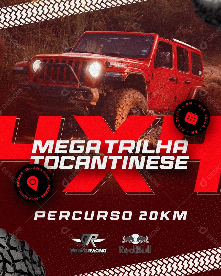 Mega Trilha Tocantinense Percurso 20KM Social Media PSD Editável