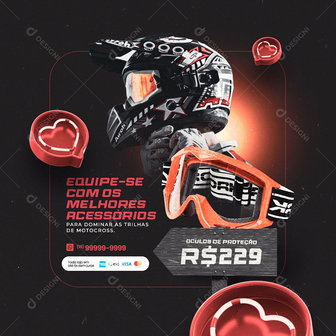 Equipe-Se Com Os Melhores Acessórios De Motocross Social Media PSD Editável