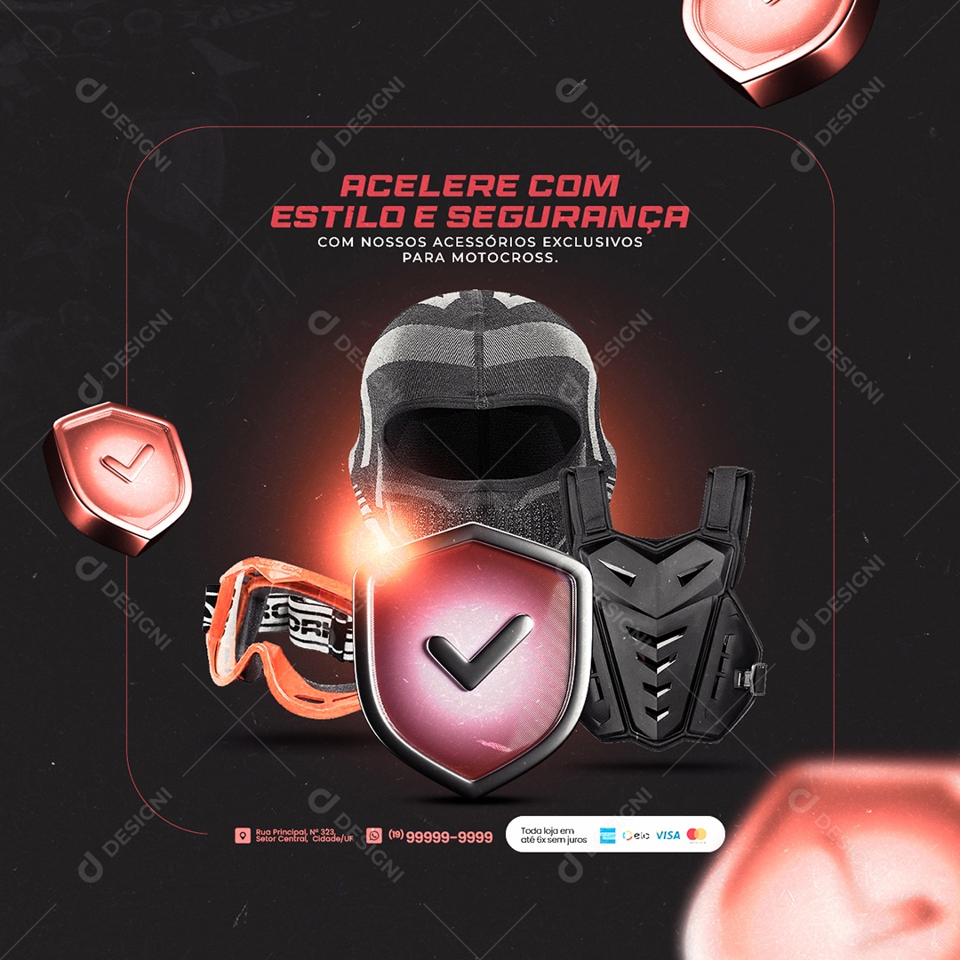 Acelere Com Estilo E Segurança Acessórios Motocross Social Media PSD Editável