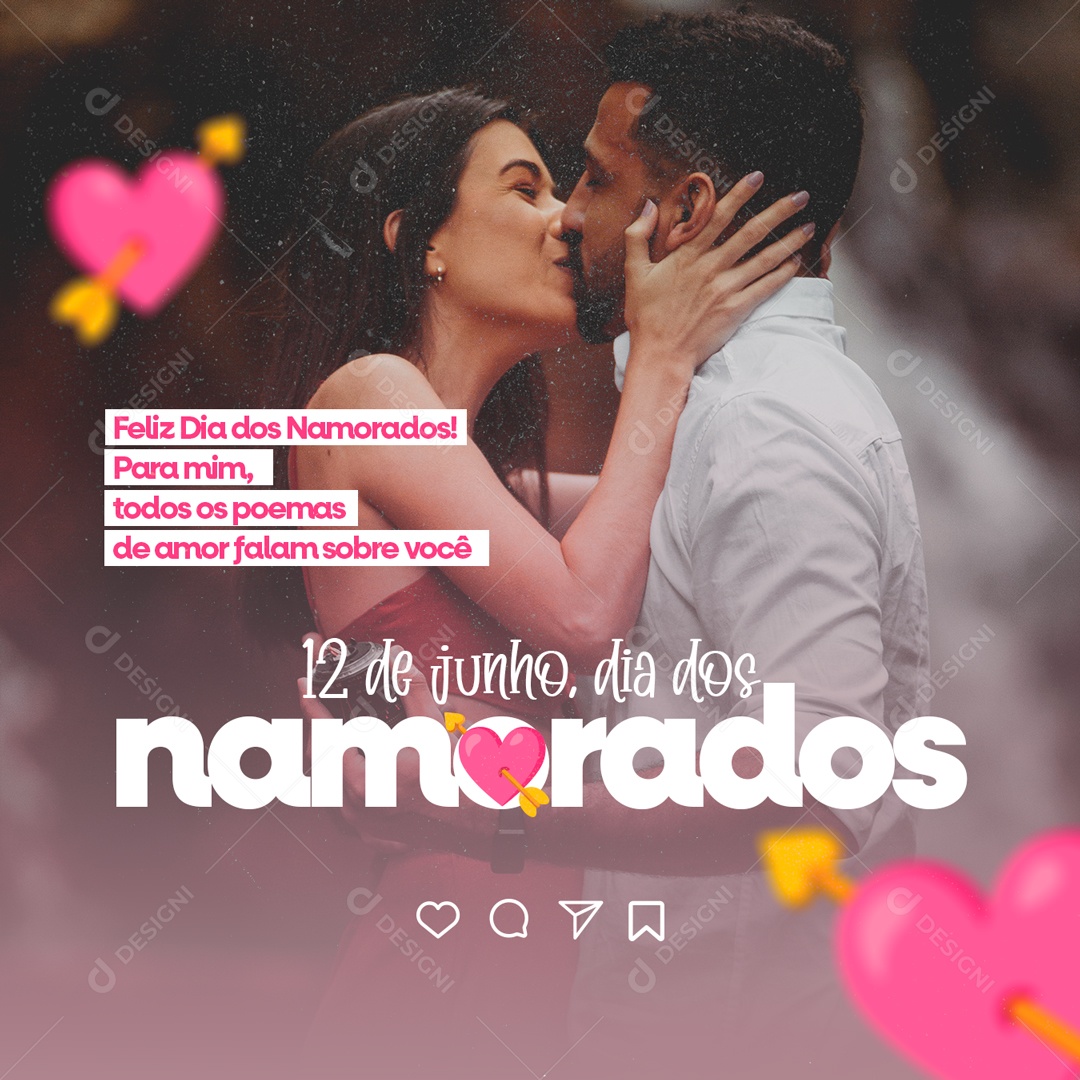 12 De Junho Dia dos Namorados Que o Amor Esteja Sempre Presente Social Media PSD Editável