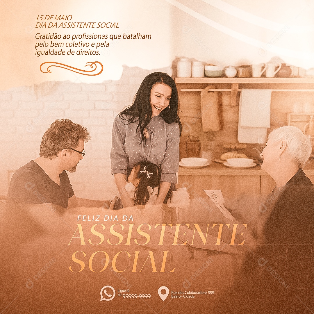 Feed Feliz Dia Da Assistente Social 15 De Maio Social Media PSD Editável