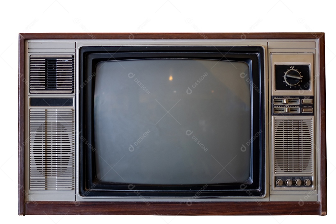 Televisão clássica vintage - TV antiga isolada em fundo branco