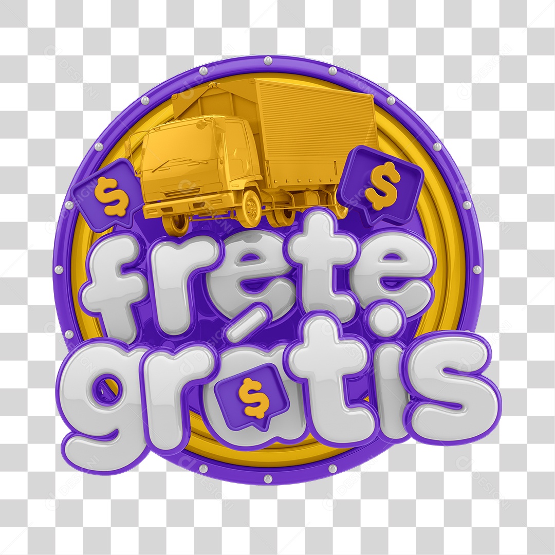 Selo 3D Para Composição Frete Grátis PNG Transparente