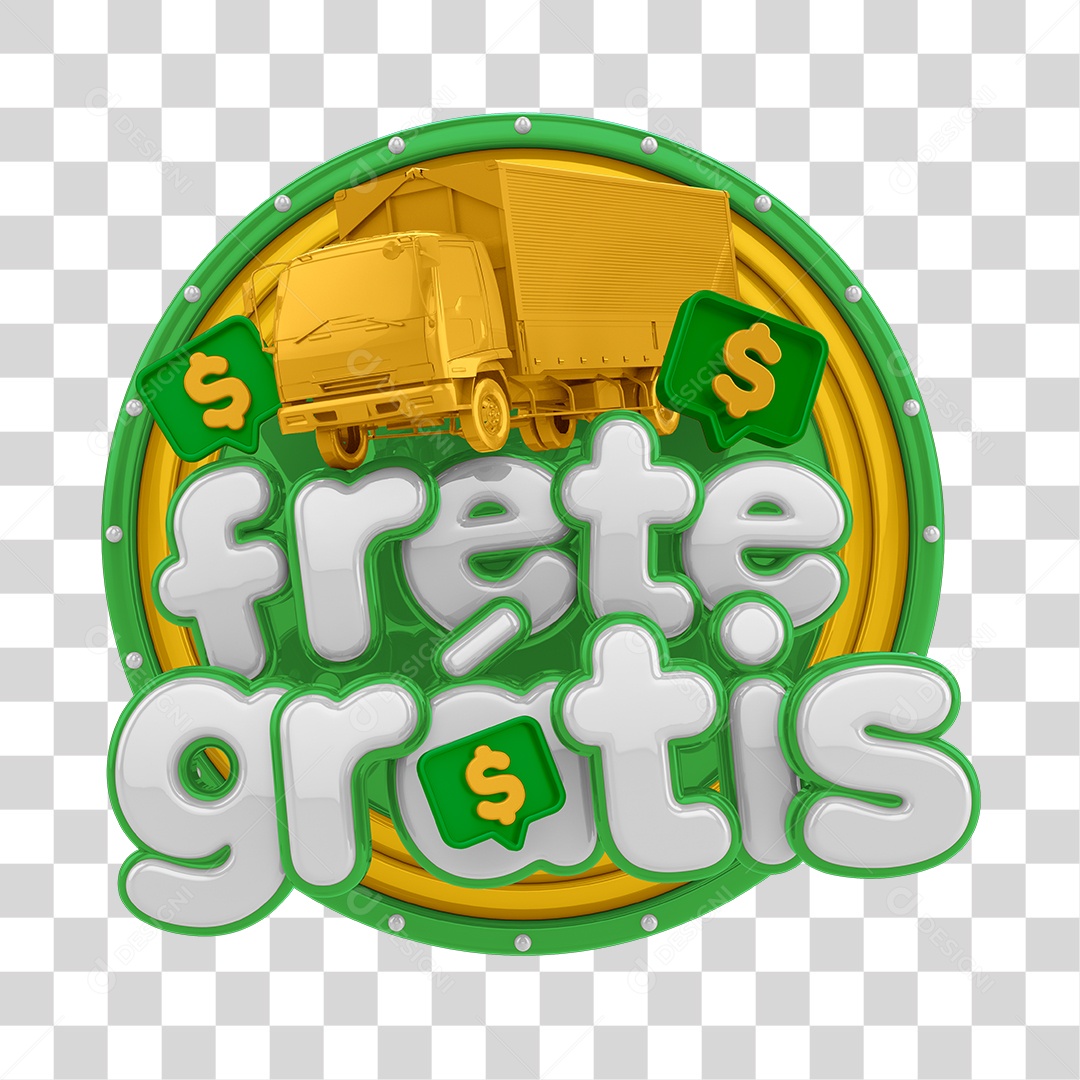 Selo 3D Para Composição Frete Grátis PNG Transparente