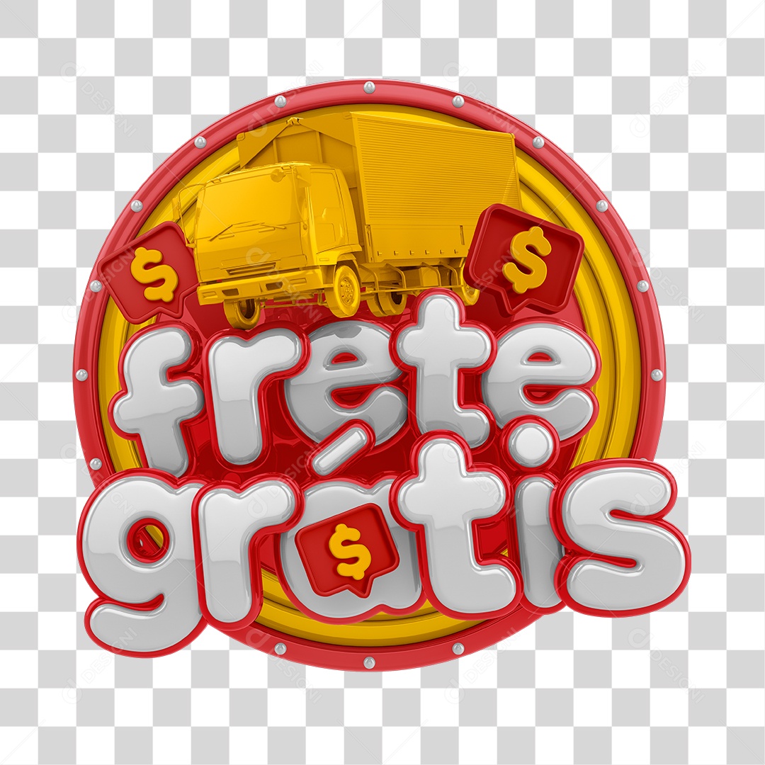Selo 3D Para Composição Frete Grátis PNG Transparente