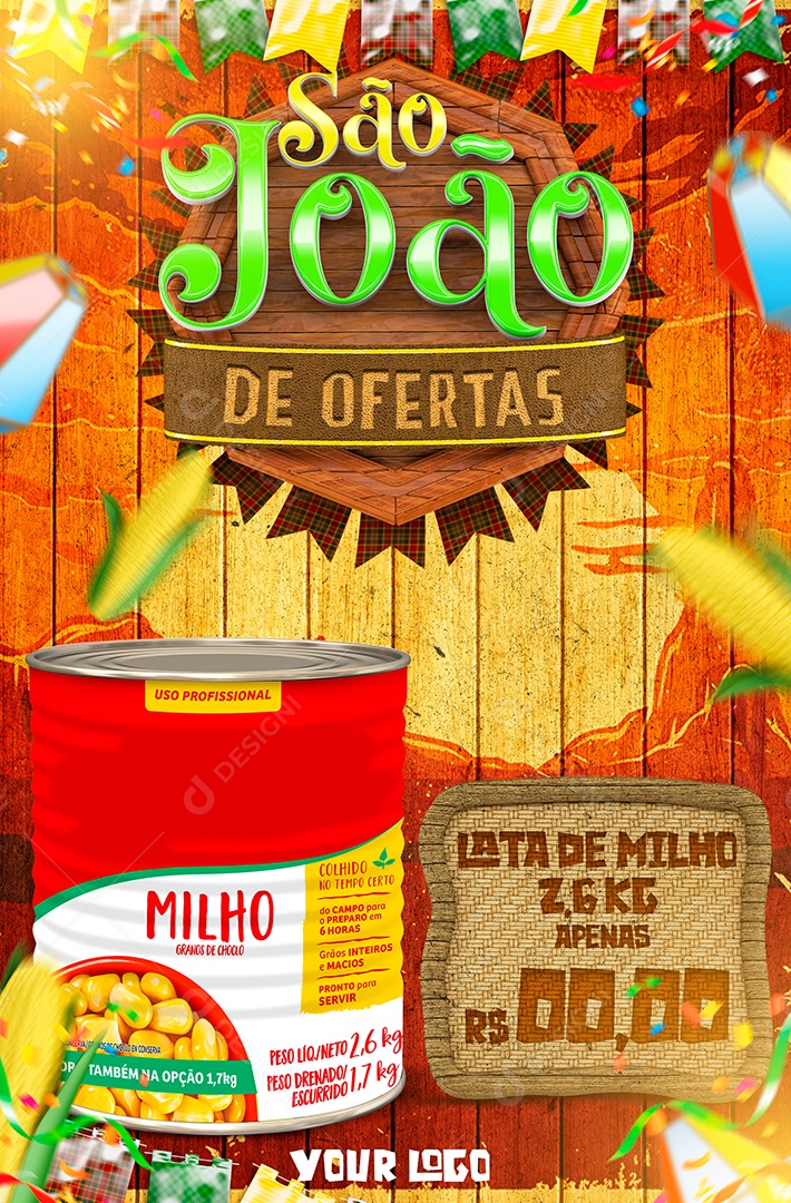 São João de Ofertas Venha Conferir Social Media PSD Editável