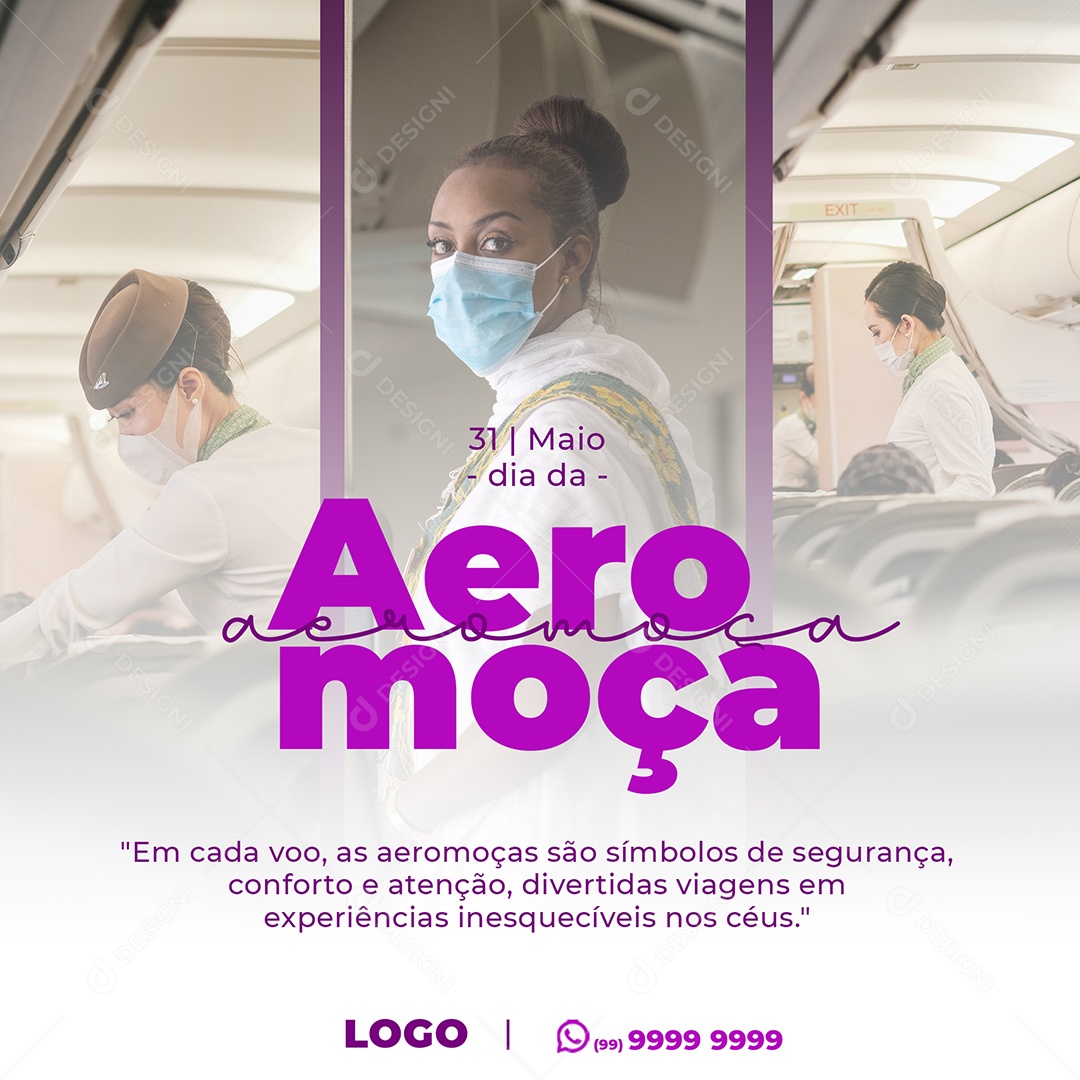 31 de maio Dia da Aeromoça Social Media PSD Editável