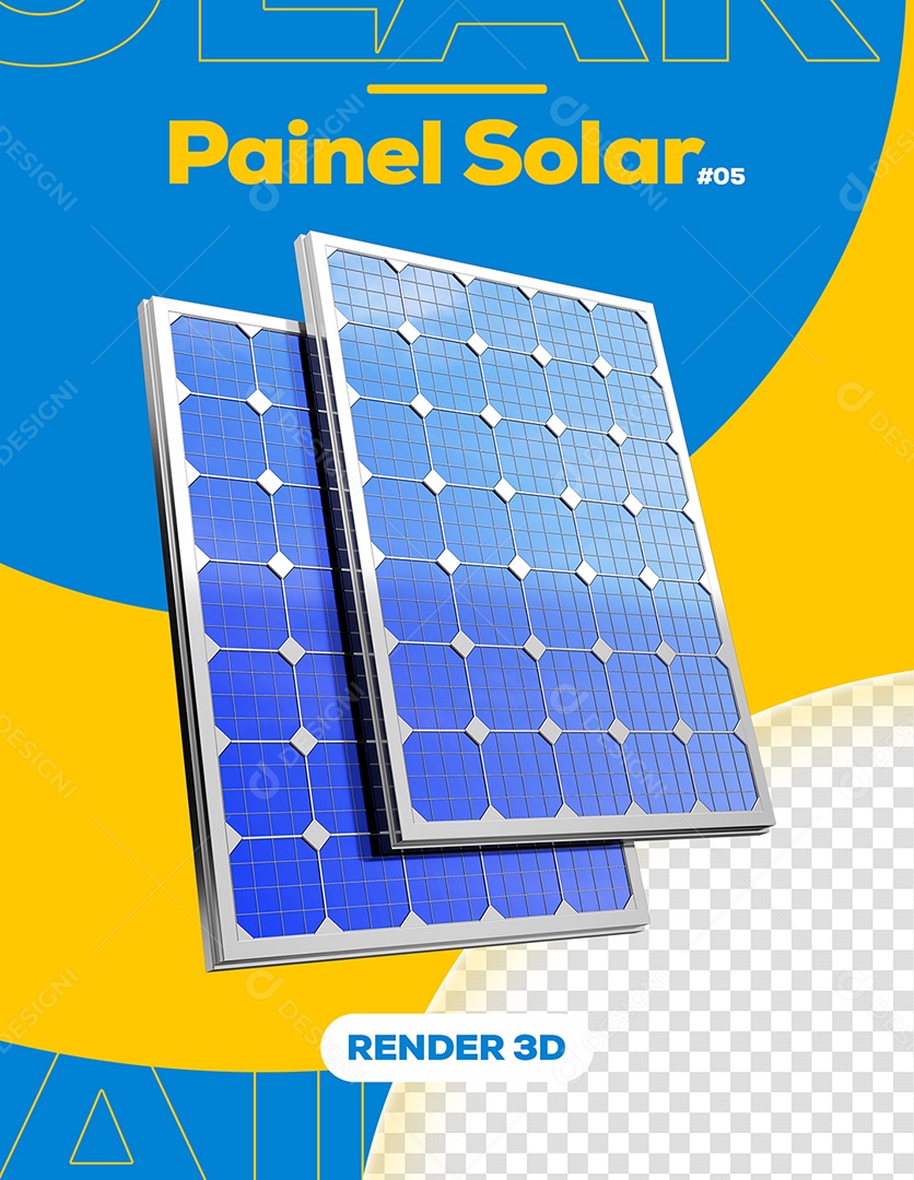 Elemento 3D Para Composição Painel Solar PSD