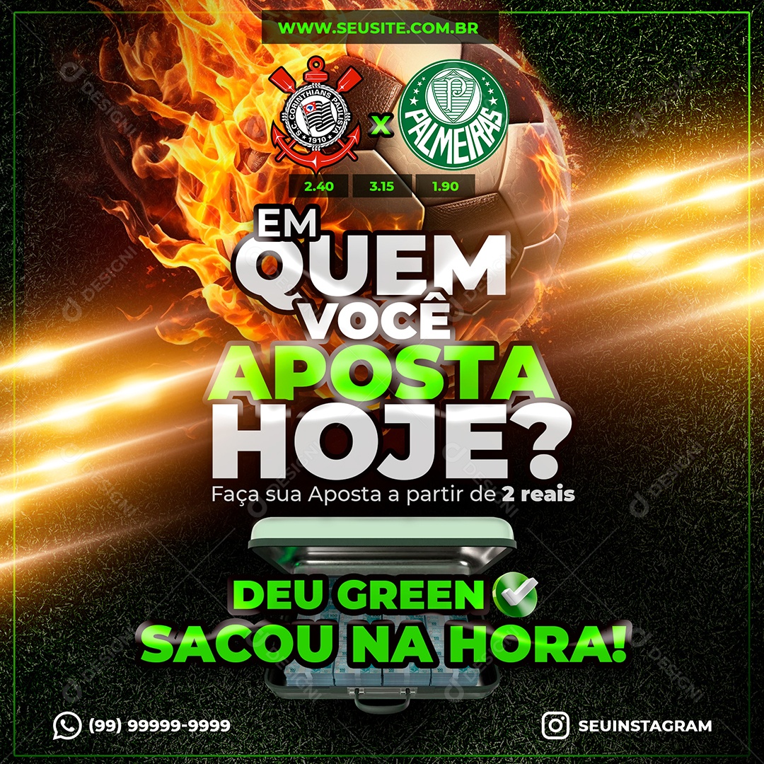 Social Media Feed Casa Apostas Corinthians X Palmeiras PSD Editável