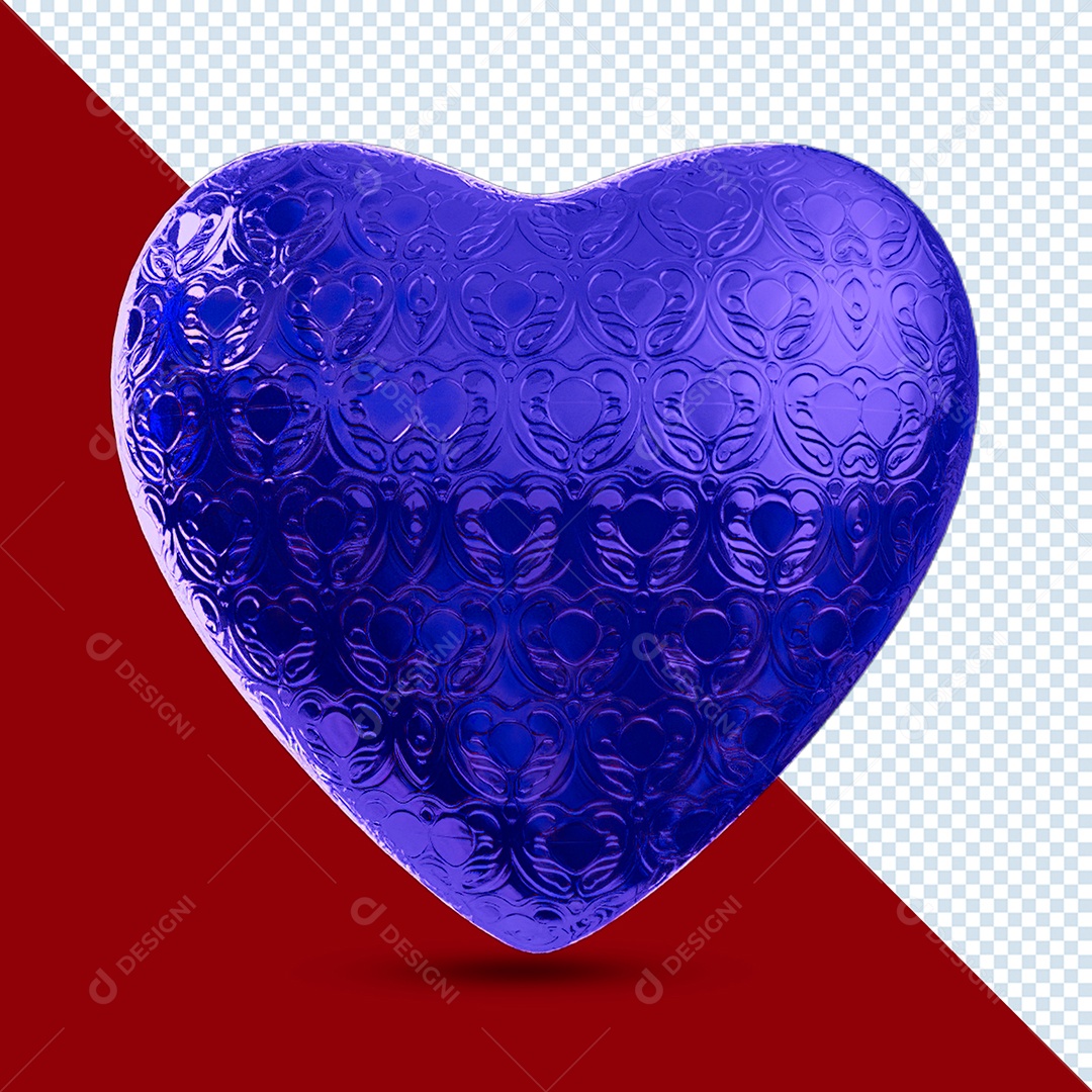 Elemento 3D Para Composição Coração Azul PSD