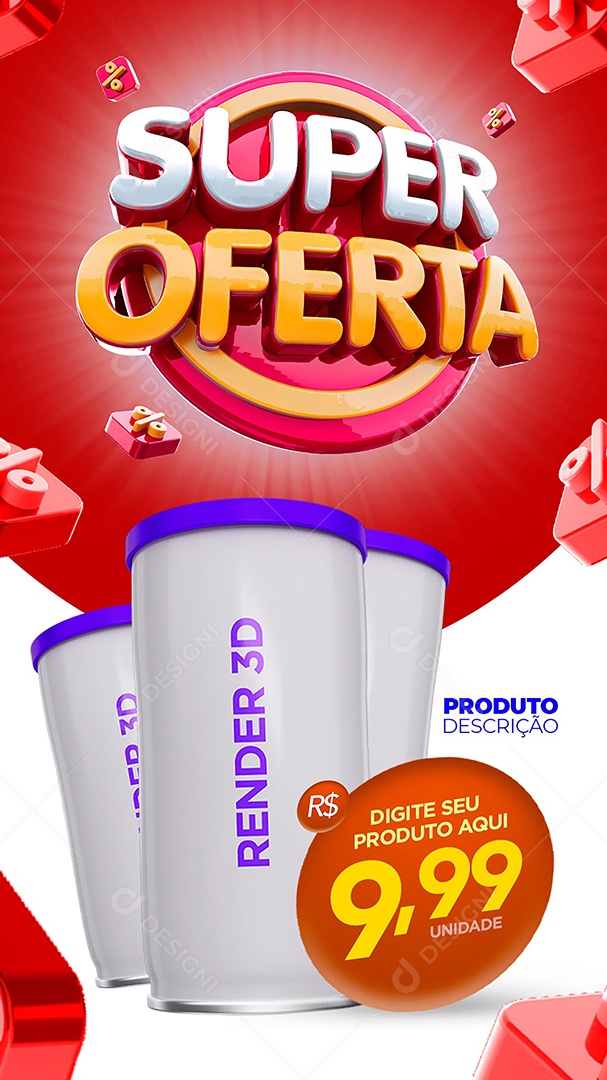 Story Selo 3D Super Oferta Para Composição PSD