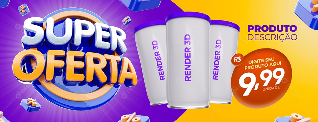 Selo 3D Super Ofertas Para Composição PSD