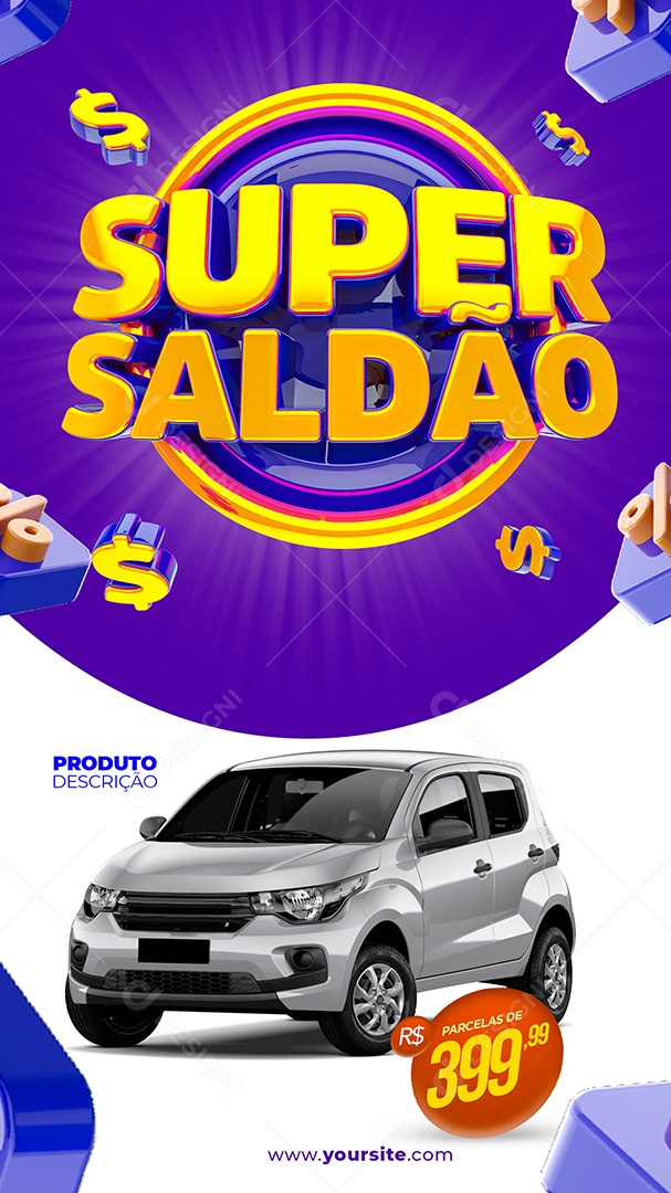 Story Super Saldão Carro Zero Social Media PSD Editável