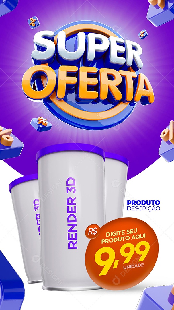 Selo 3D Super Oferta Para Composição PSD