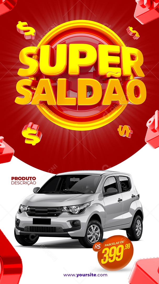 Story Selo 3D Super Saldão Para Composição PSD