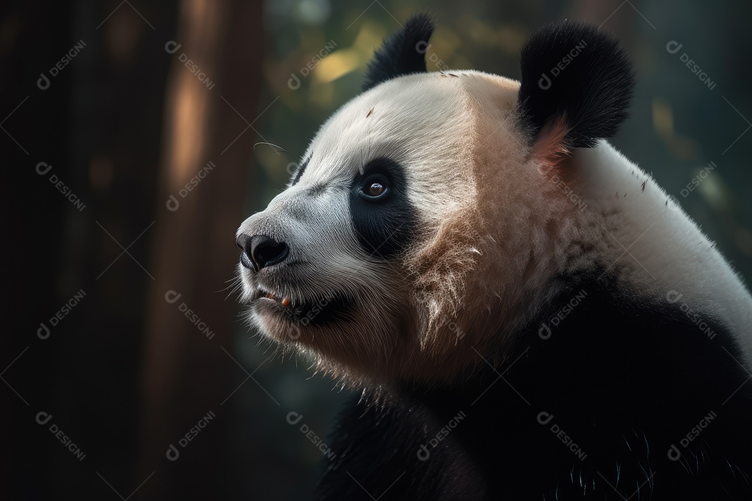 Panda olhando para a câmera fundo bonito fundo de floresta gerado por IA
