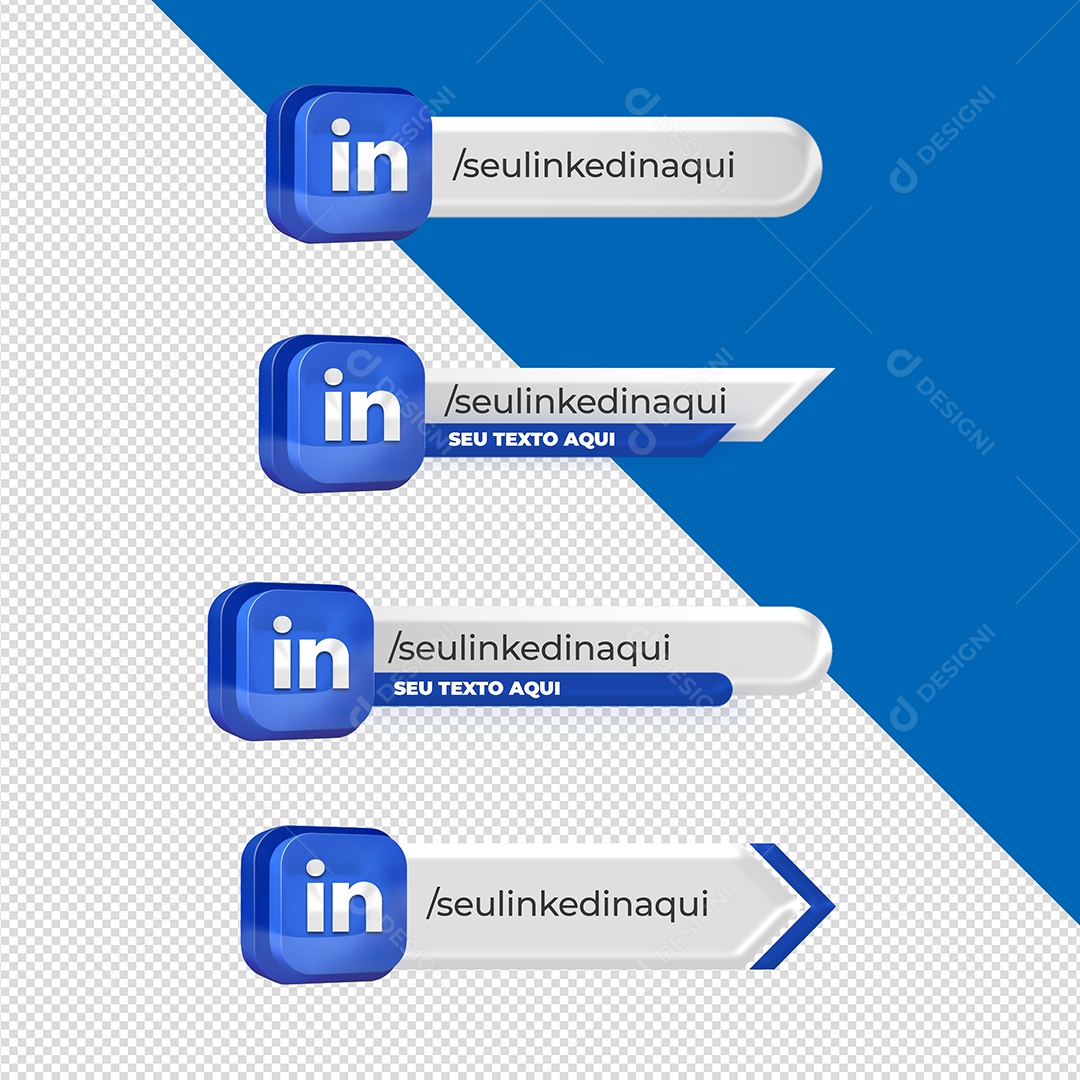 Icones 3D Perfil LinkedIn Para Composição PSD