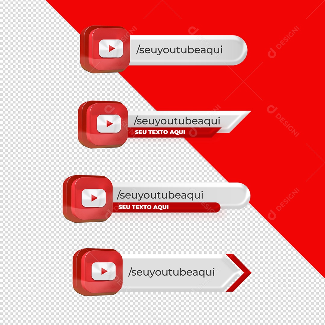 Icones 3D Perfil Youtube Para Composição PSD