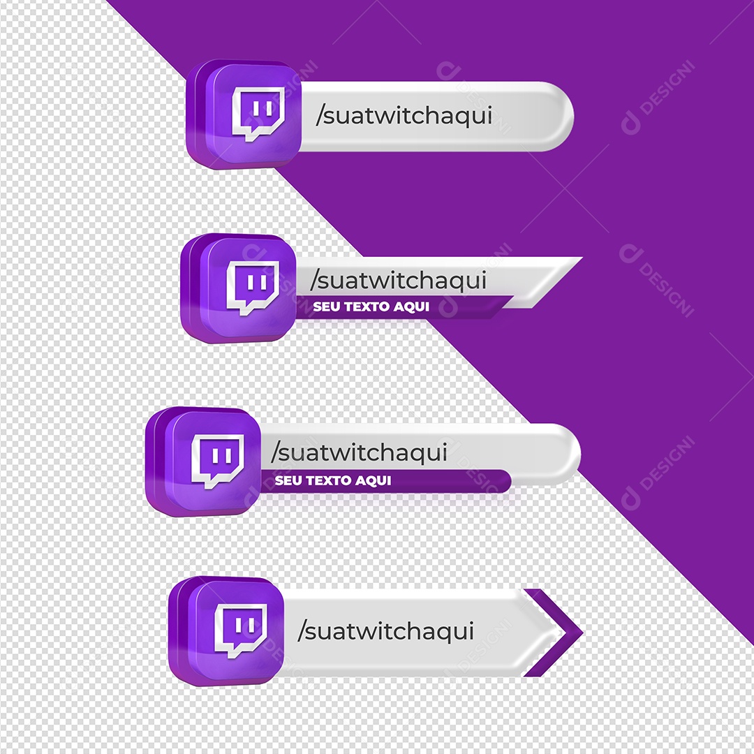 Ícones 3D Perfil Twitch Para Composição PSD