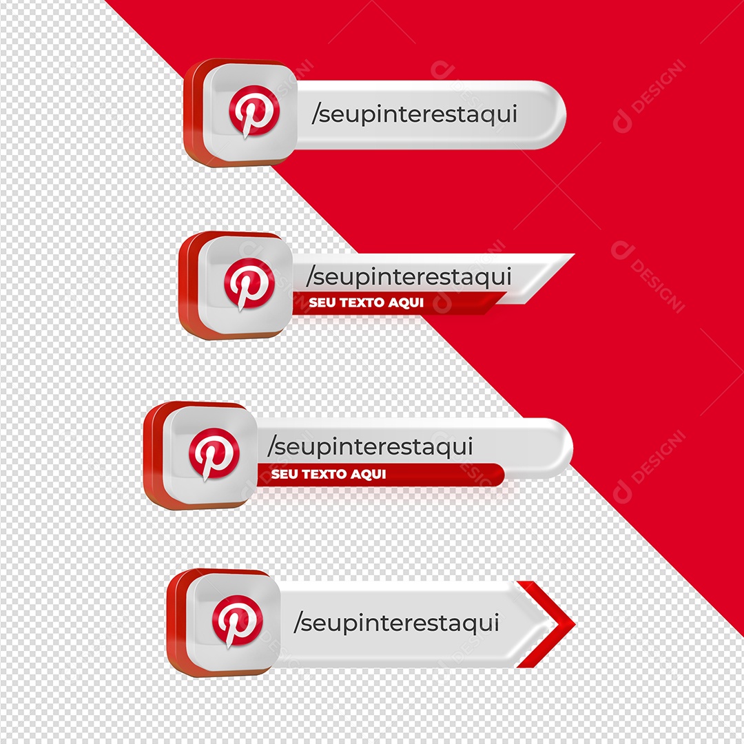 Ícone 3D Perfil Pinterest Para Composição PSD