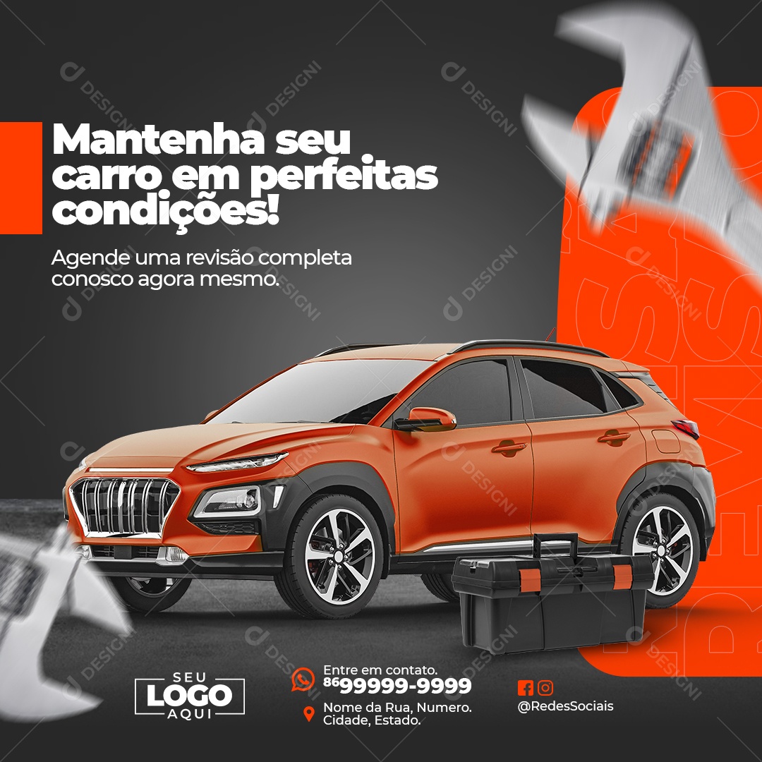 Mantenha Seu Carro Em Perfeitas Condições Social Media PSD Editável