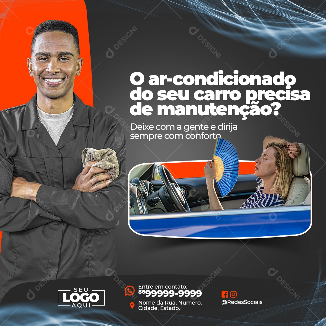 O Ar do Seu Veiculo Precisa de manutenção Social Media PSD Editável