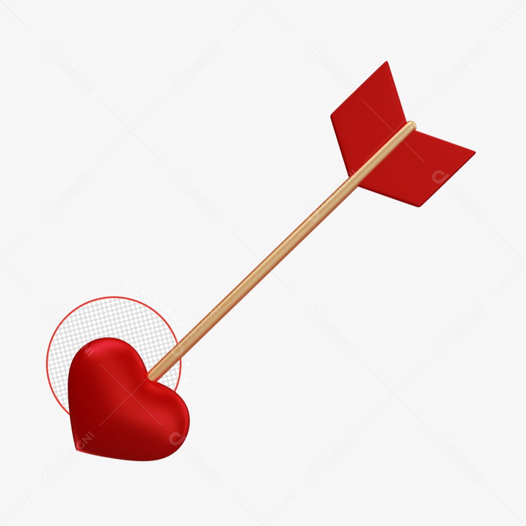 Elemento 3D Flexa Com Coração Para Composição PSD