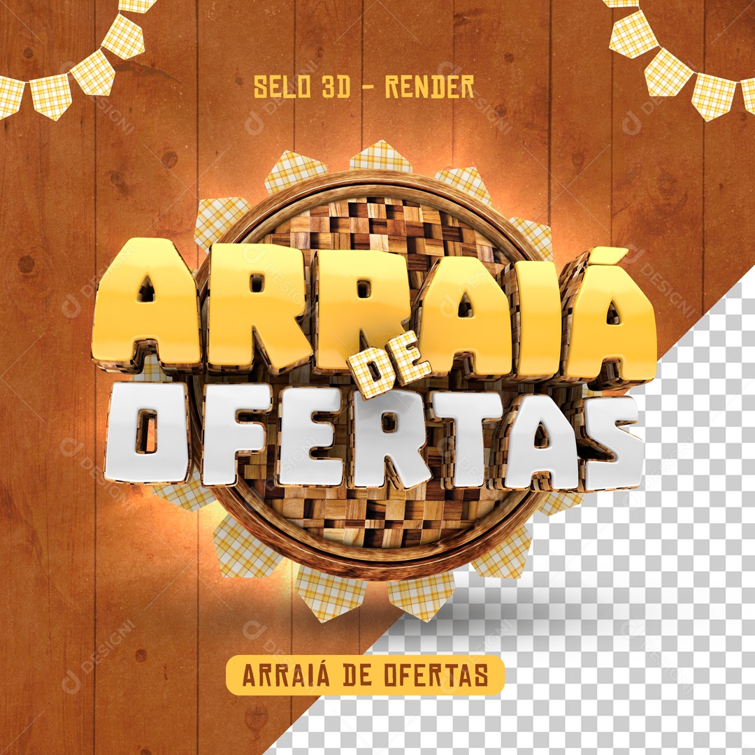 Selo 3D Arraiá De Ofertas Para Composição PSD