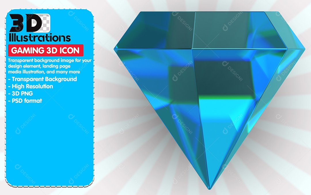 Ícones De Jogos Elemento Diamante 3D Para Composição PSD