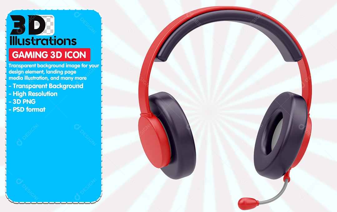 Ícones De Jogos Fone De Ouvido Elemento 3D Para Composição PSD